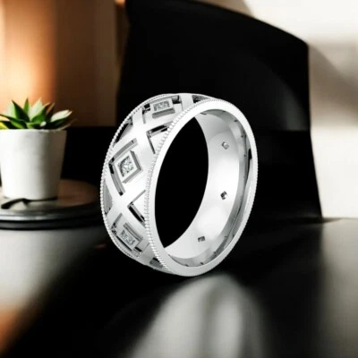 Alianza de boda corte princesa 0,50 quilates diamante cultivado en laboratori... - Imagen 1 de 4