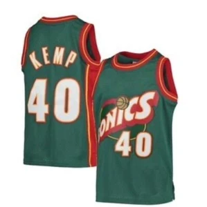 Shawn Kemp #40 Green On Court Replica Jersey Men's - Picture 1 of 1