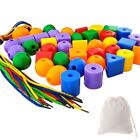 Threading Toy Plastic Lacing Beads for w/ 50 Bead for Preschool Sensory Hand Abi