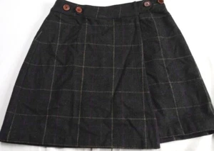 Brooklyn Industries Damen karierter Wollrock Gr. 8 vorne offen Unterteile Futter Satin - Bild 1 von 14