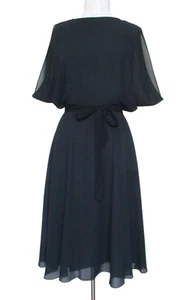 Vintage 1970s Robert Courtney Black Dress Fit And Flare Flowy S Women - Picture 1 of 15