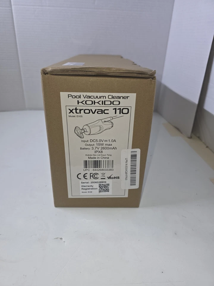 KOKIDO XTROVAC 110 Rechargeable Handheld SWIMMING Pool Vacuum Set Model EV05