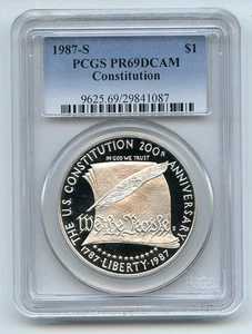 1987 S $1 Constitution Silver Commemorative Dollar PCGS PR69DCAM - Picture 1 of 1