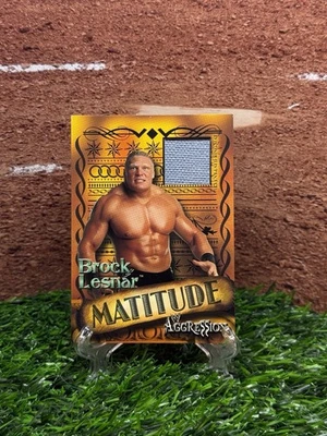 2003 Fleer WWE Aggression - Matitude Brock Lesnar #M-BL Mat Relic (MEM) - Image 1 of 2