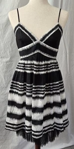 BCBG Maxazria Woven Black White Sequins Tulle A-line Dress Size 6 NWT - Picture 1 of 17