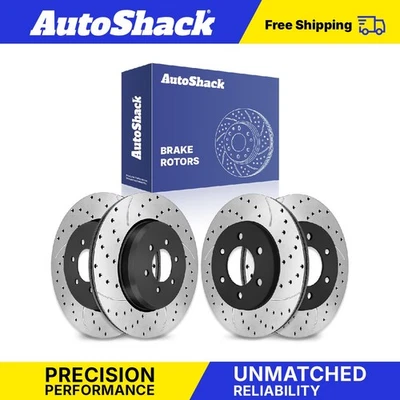 Front Rear Drilled Slotted Brake Rotors for 2003-2006 Lincoln Navigator V8 Foto 1 de 4