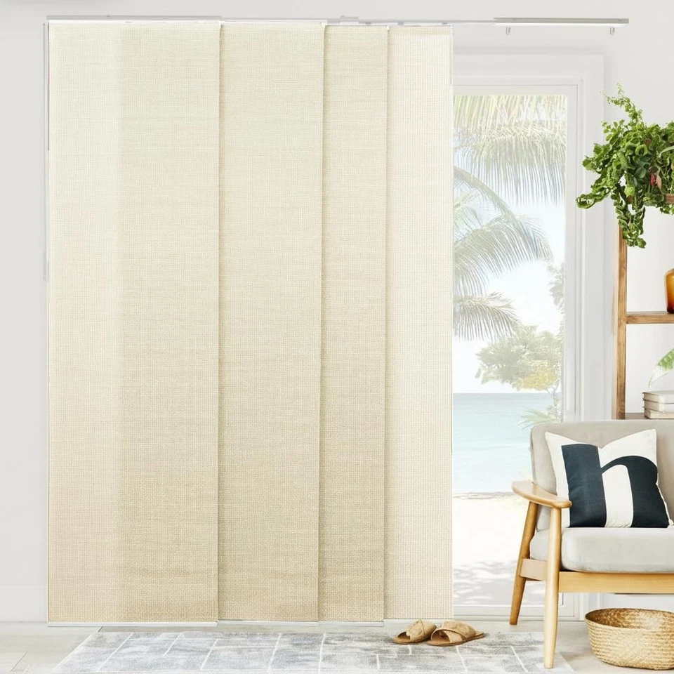 Tela textil natural de privacidad, persianas para puertas correderas, divisor de habitaciones, vertical azul... Foto 1 de 4