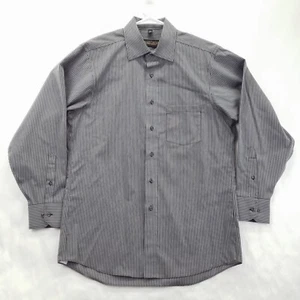 Donald J Trump Dress Shirt Mens 15.5-32/33 Black White Striped Classic Button-Up - Picture 1 of 12