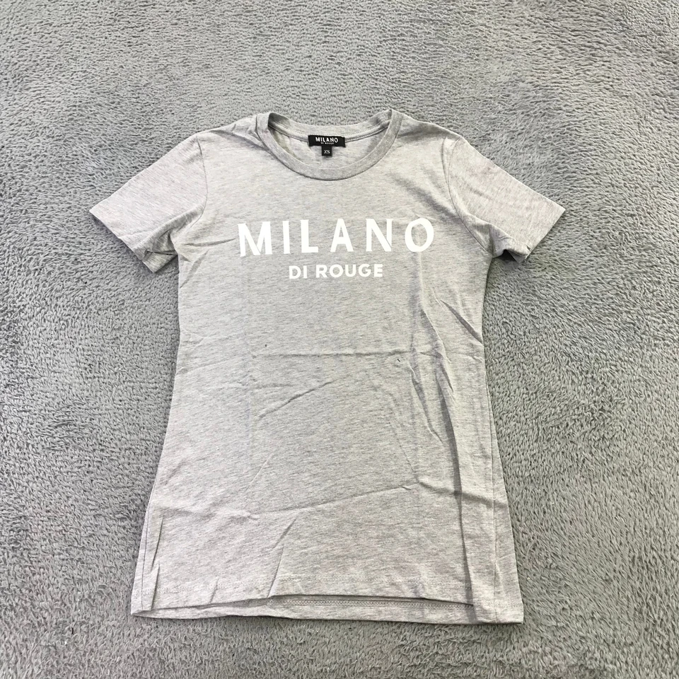 Milano Di Rouge Топ женщин очень маленький XS T рубашка серый белый с надписью = - Изображение 1 из 4
