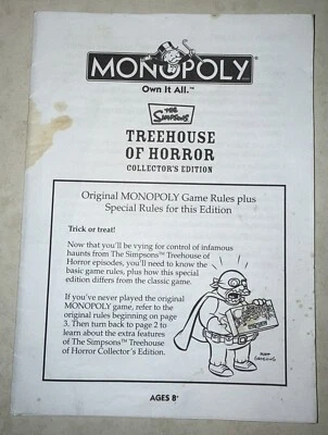 2005 Monopoly The Simpson Treehouse Of Horror Collectors Edition Game Rules Book - Image 1 of 3