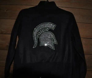 Michigan State licensed children's rhinestone bling black fleece jacket S M L XL - Picture 1 of 9
