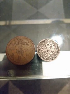 10 Pennia 1865 , 1 Markka 1866-1 Krona- Finland / Sweden- Copper /Silver Coins - Picture 1 of 5