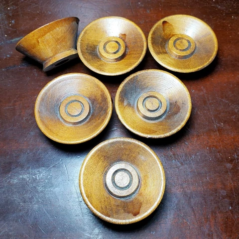 Set of 6 Vintage Wooden Cone Style Drawer Pulls / Knobs 2 1/16" Diameter Cover
