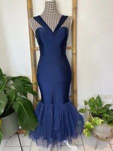 Portia And Scarlett Formal Dress Size 2 (6-8) Blue Navy Sexy Stretchy RRP $445 - Picture 1 of 10