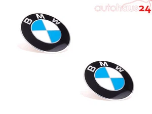 BMW WHEEL CENTER CAP EMBLEM DECALS STICKERS 70MM SET OF 2 GENUINE NEW OEM - Picture 1 of 4
