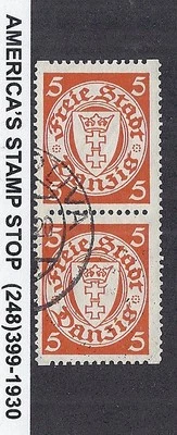 Danzig 170e 1937 par vertical sincopado - 5pf naranja sobre papel blanco - usado Foto 1 de 2