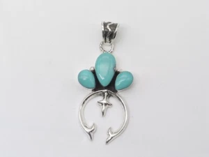 Native American Navajo Handmade Sterling Silver & Turquoise Naja Pendant - Picture 1 of 9