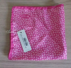 Eton Pocket Square 100% Silk Pink Flower Design Italian Made Free UK Postage  - Picture 1 of 6