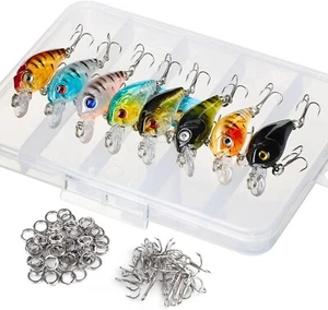 8pcs Slow Sinking Minnow Lure Pike Perch Zander Salmon Trout Bass Fishing Tackle - Picture 1 of 7