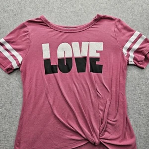 Third Wish Youth Large Fuchsia Love Cross Hem T-shirt - Picture 1 of 12