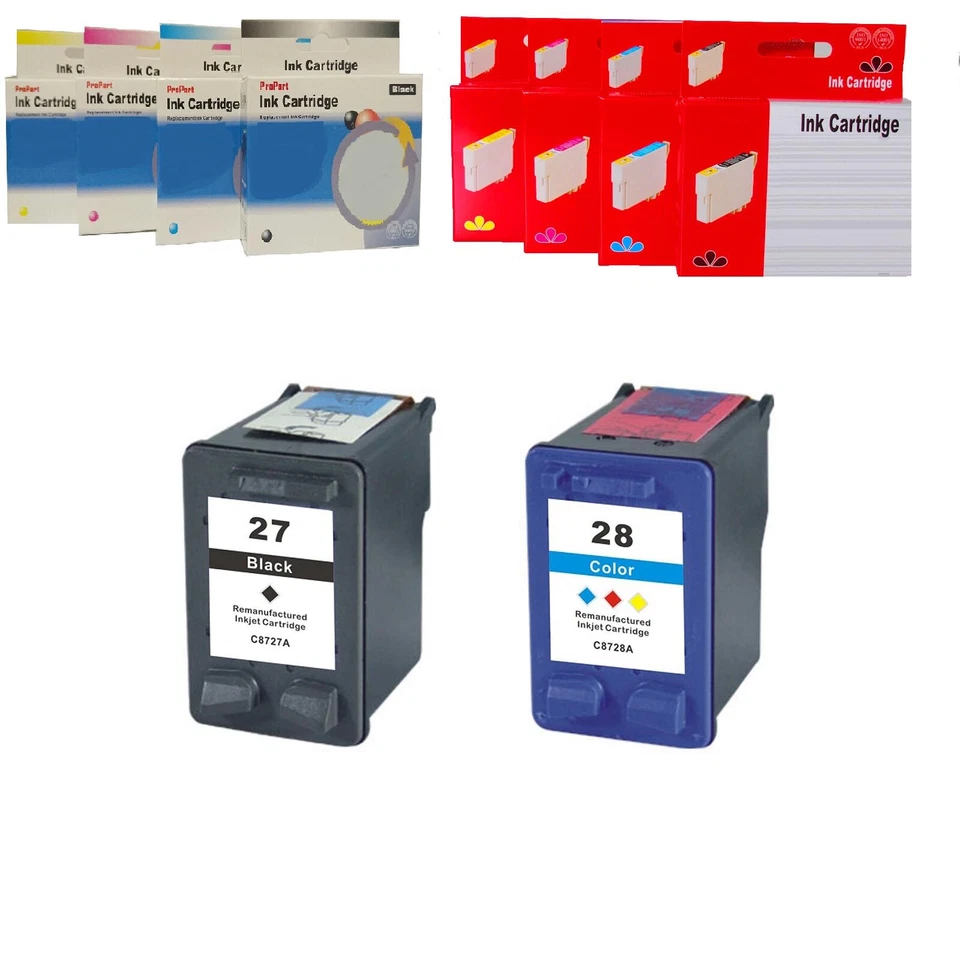 HP 27 + 28 CARTUCCE COMPATIBILI NO ORIGINALE BK COL KIT 2 3 PEZZI - Immagine 1 di 1