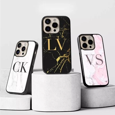 Personalised Marble Custom Phone Case For iPhone 17 16 15 14 12 11 7 Samsung S - image 1 of 4