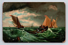 Stengel Fishing Boats In A Stiff Breeze Isle Of Sheppey Jmw Turner Postcard