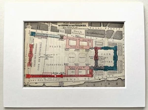 LOUVRE & TUILERIES, PARIS Plan FRANCE - 1910 Mounted Antique Map - Picture 1 of 1