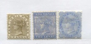 India QV 1876-1900 3 varios valores como nuevo o.g. bisagras - Imagen 1 de 1