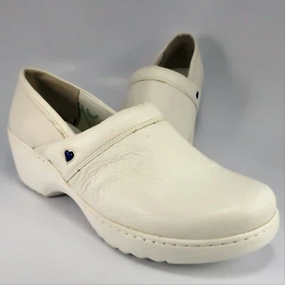 Nurse Mates CALLIE Clogs Womens Size 11M White Leather Slip-Ons Loafers - Image 1 of 4