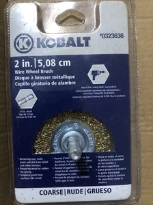 New Kobalt 2-in 5.08 cm Wire Wheel Brush #0323636 Coarse 1/4 in. Shank - Picture 1 of 2