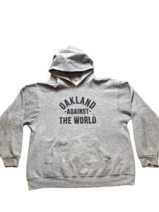 VTG Oakland Raiders Sweatshirt Men Large Gray Against The World Hoodie Las Vegas - Picture 1 of 8