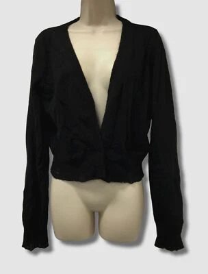$1275 Versace Mujer Negro Cachemira Envejecido Cárdigan Suéter Talla IT48/US12 Foto 1 de 3