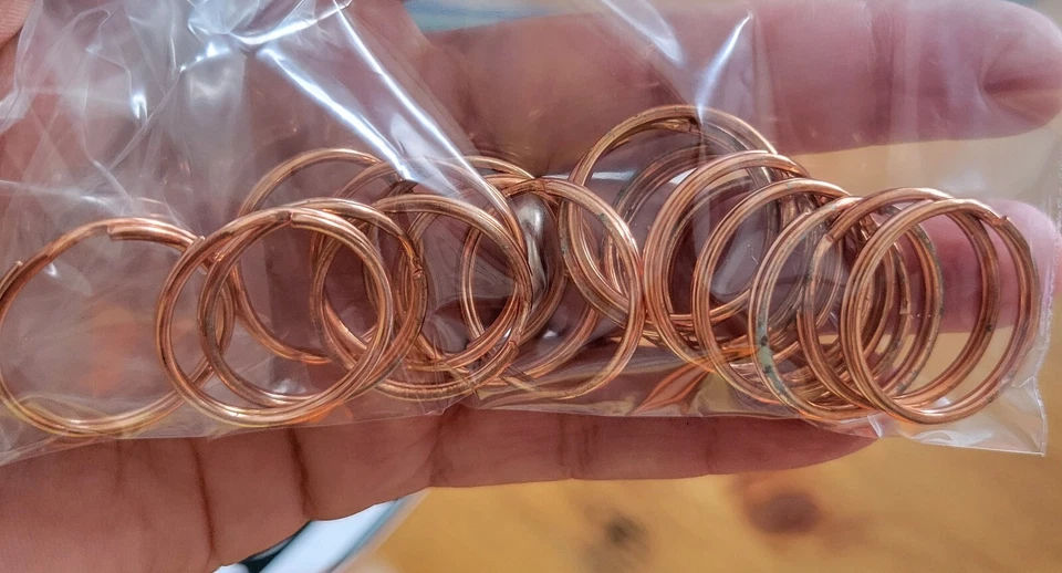 20 anillos divididos de acero chapado en cobre de una pulgada, llavero  Foto 1 de 4