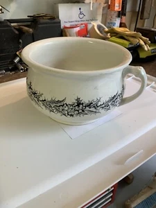 Very Old Decorative Black & white European Pee Crock pot - Picture 1 of 8