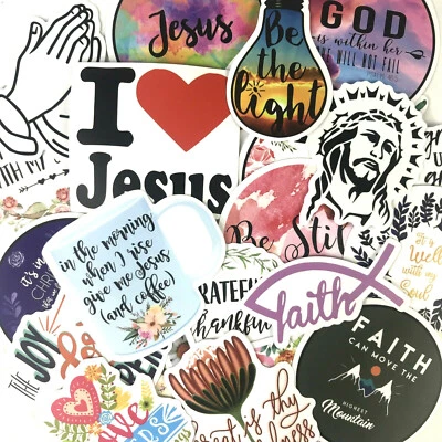COOLSTICKS 25pc Random Christian Sayings Jesus Phone Laptop Water Bottle Faith Sticker Pack