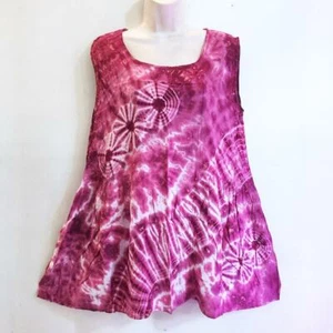 Sacred Threads Hippie Boho Gypsy Retro Festival Tie Dye Top Mini Dress 219192 - Picture 1 of 2