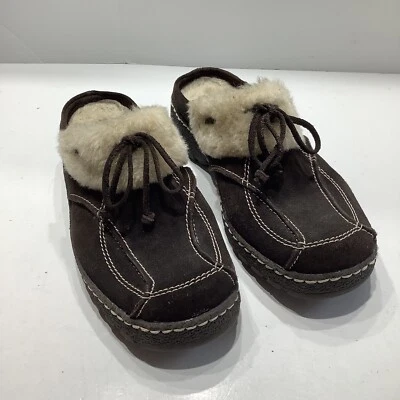 Bare Traps Bee Gee Slip On Fur Clog Mules Slides Brown Suede Leather Wmns 6M Exc - Image 1 of 4