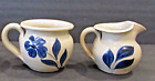 Williamsburg Pottery Small Creamer & Open Sugar or Mug Floral Leaves Salt Glaze