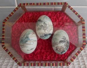 Vintage Hand Painted Oriental Decorative Eggs 1960’s Kitsch - Picture 1 of 3