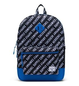 HERSCHEL HERITAGE Youth XL Backpack - Roll Call Black/White/Lapis Blue - NWT