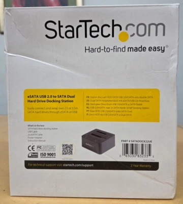 NEW StarTech eSATA USB 2.0 to SATA Dual Hard Drive Docking Station SATADOCK22UE - Image 1 of 2