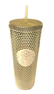 Starbucks Gold Venti Studded Diamond Tumbler Cold Cup Bling 24oz Christmas - Picture 1 of 3