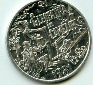 Mardi Gras Doubloon Krewe of Cleopatra 1981 aluminio - Imagen 1 de 2