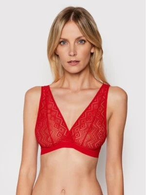 ¡NUEVO CON ETIQUETAS! Bralette DKNY para mujer talla M puro sin forro de encaje inalámbrico cuello en V DK7596 rojo Foto 1 de 4
