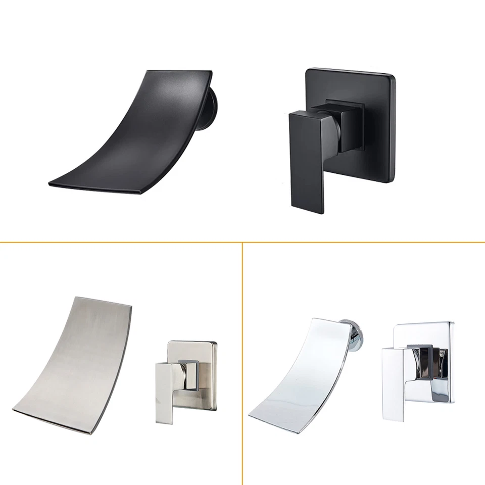 Bathroom Faucet Wall Mount Bahtub Tub Filler Brushed Nickel Waterfall Tub Spout - Image 1 of 1