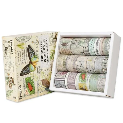 Vintage Washi Tapes Set, 20 Rolls Craft Tape Floral Butterfly Botanical5330 - image 1 of 4