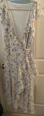 VESTIDO Mujer LAUREN CONRAD Maxi Volantes TALLA GRANDE XXL Flores Envoltura Foto 1 de 2