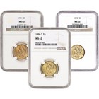 US GOLD $5 LIBERTY HEAD EAGLE   NGC MS62   RANDOM DATE AND LABEL