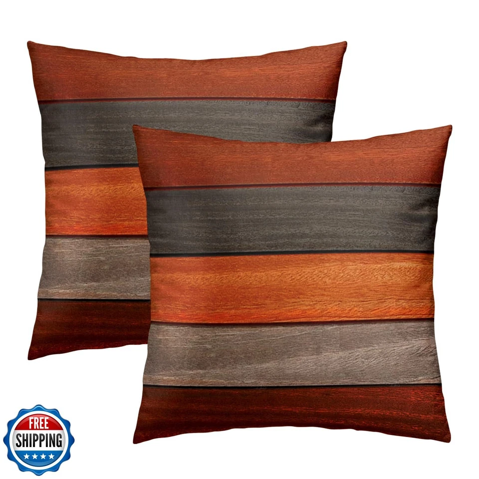 Набор из 2 наволочек Mweet осень День благодарения 18 x 18 ретро деревенский Ba - Изображение 1 из 4